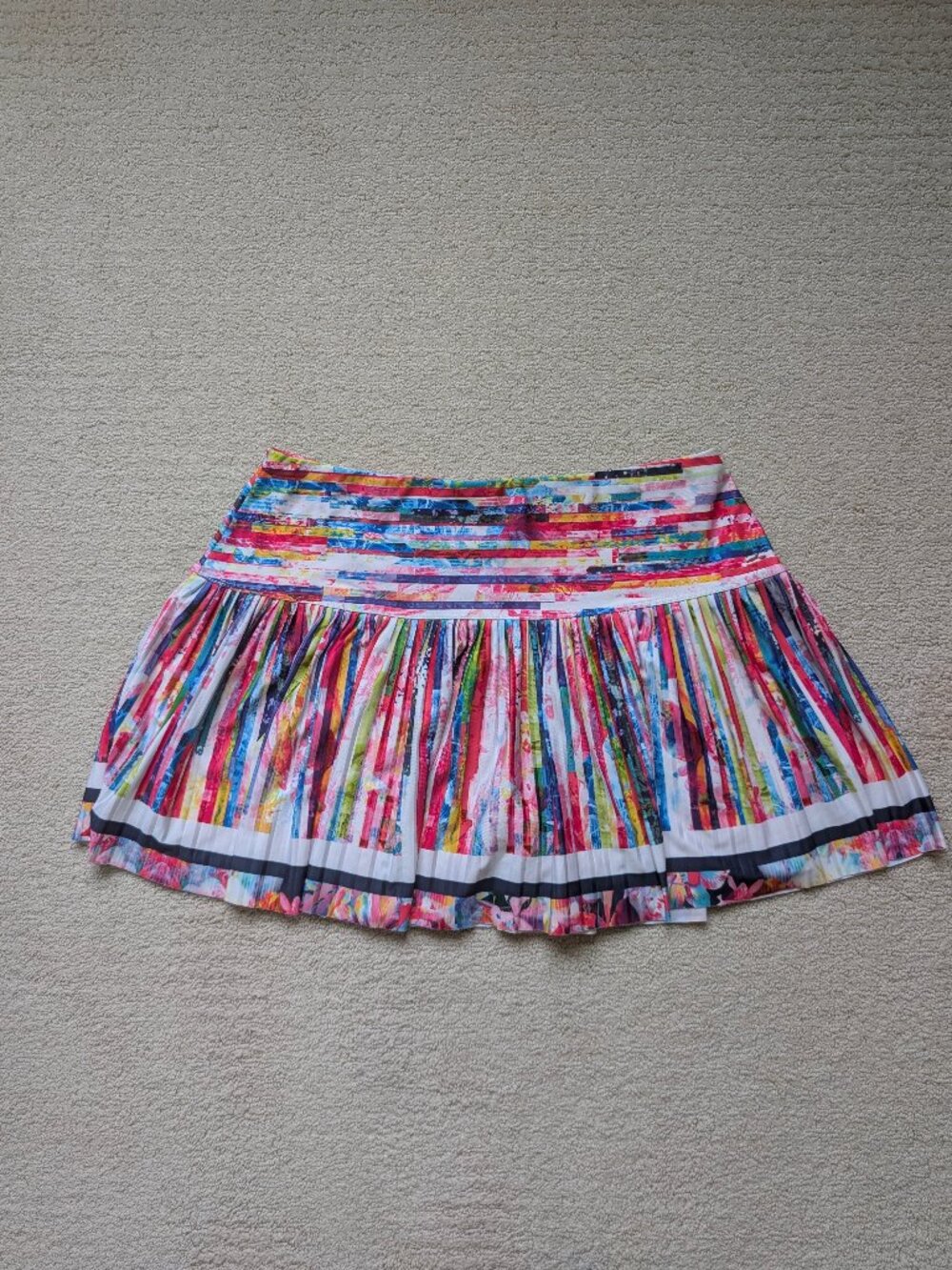 EUC Lucky in Love XL Techno Tropic Long Techno Stripe Pleated Skirt Tennis Skort - Picture 3 of 10